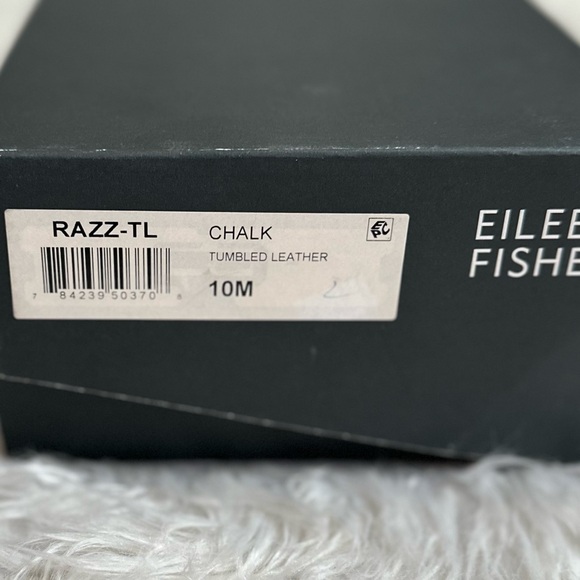 EILEEN FISHER 10 NEW Razz Tumbled Leather Ankle Strap Sandals in Chalk NIB NWT - Picture 12 of 16